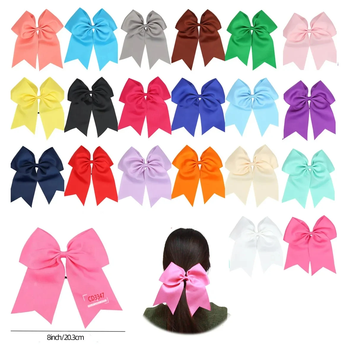 7 inch Large Cheerleader Elastic Hair Tie Bands 1
