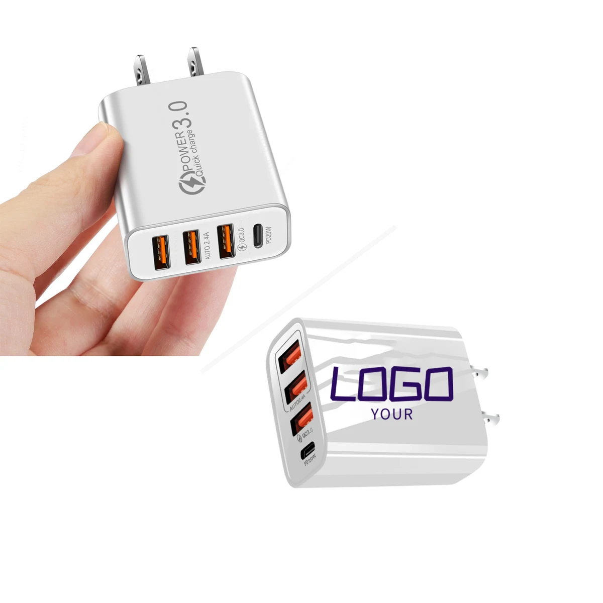 Custom 4 Port USB Wall Charger Block 1