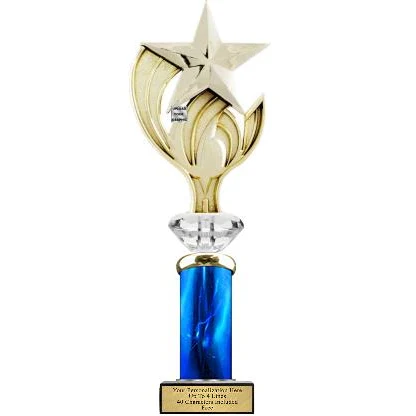 TROPH-EASE Trophy, 13" 1 column, Wood Base 1