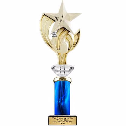 TROPH-EASE Trophy, 13" 1 column, Wood Base