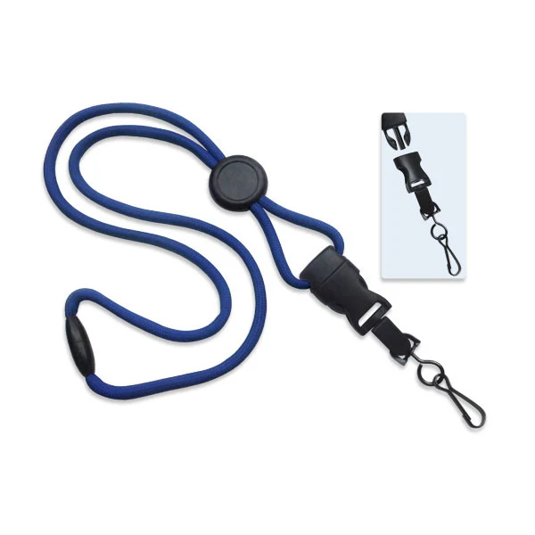 1/4" Blank Detachable Lanyard w/Round Slide & Swivel Hook (Royal Blue) 1