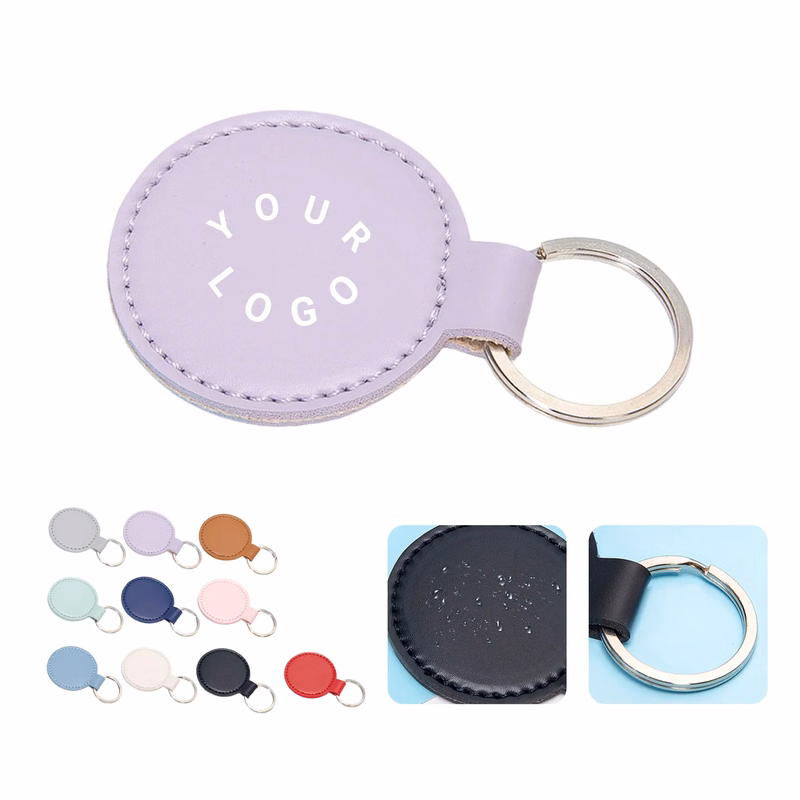 Stylish Round PU Leather Key Holder with Metal Hook