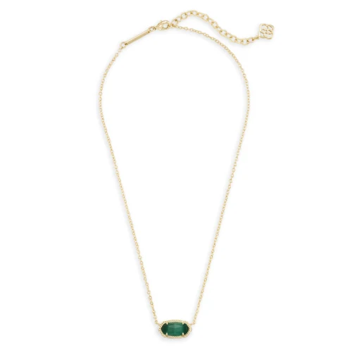 Kendra Scott Elisa Gold Pendant Necklace in Emerald Cats Eye 1