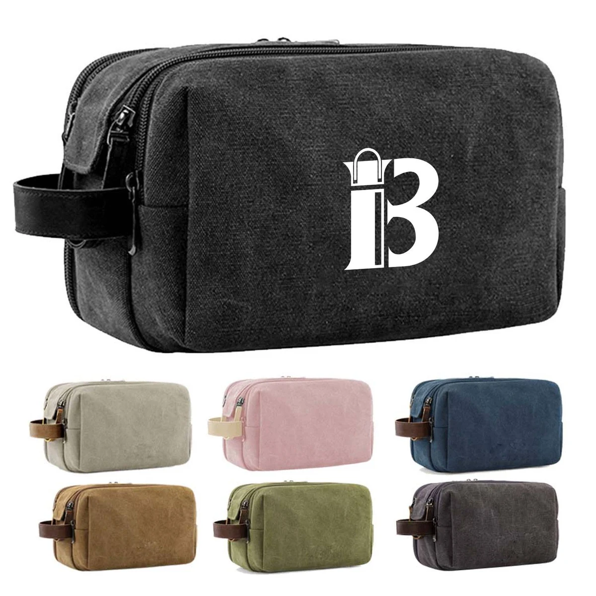 Double Zipper Canvas Travel Toiletries Storage Bag 1