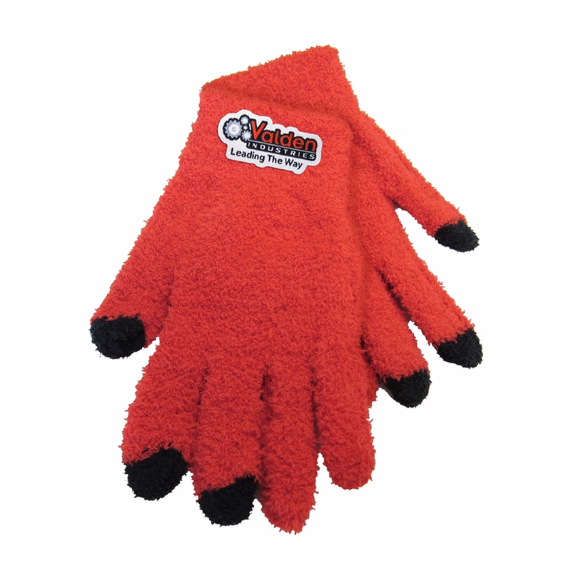 Fuzzy Texting Gloves w/ Woven Patch