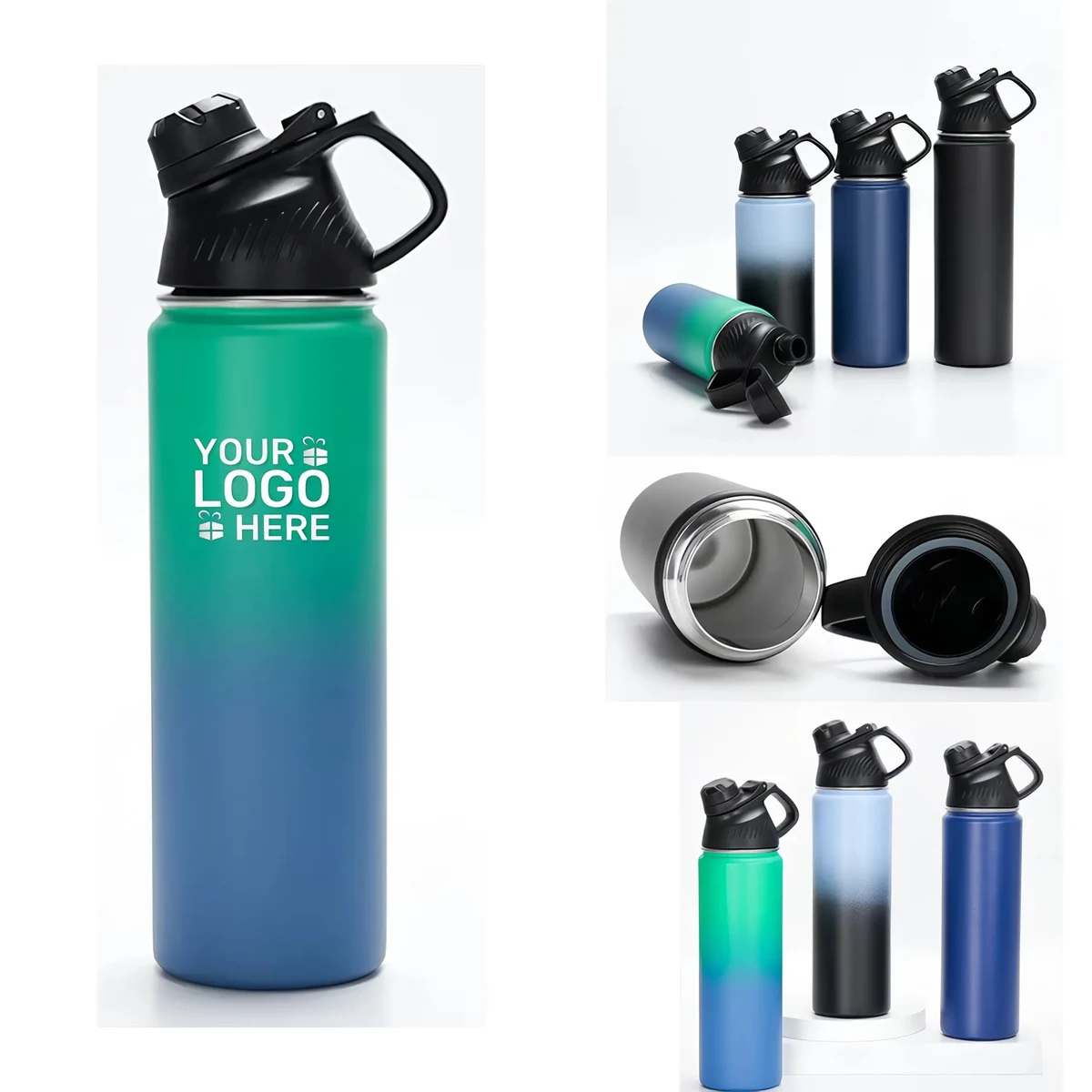 Insulated Water Bottle with Handle Lid Leak Proof 1