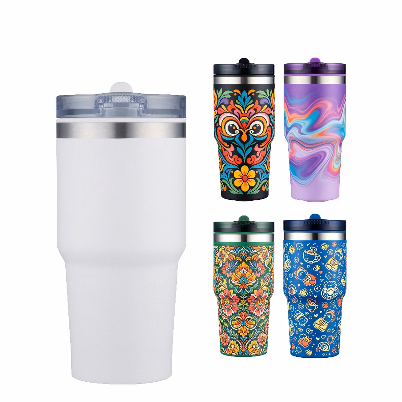 Union Printed - 20 oz. Double Wall Tumbler with Built-In Straw - Full Color Wrap