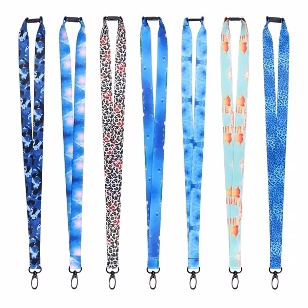 Custom 36 inch Polyester Breakaway Lanyard with Black Snap Clasp — Trade Show ID Holder