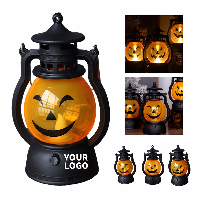 PVC Pumpkin Lantern With Carry Base 2.28" Length X 3.03" Width X 4.92" Height