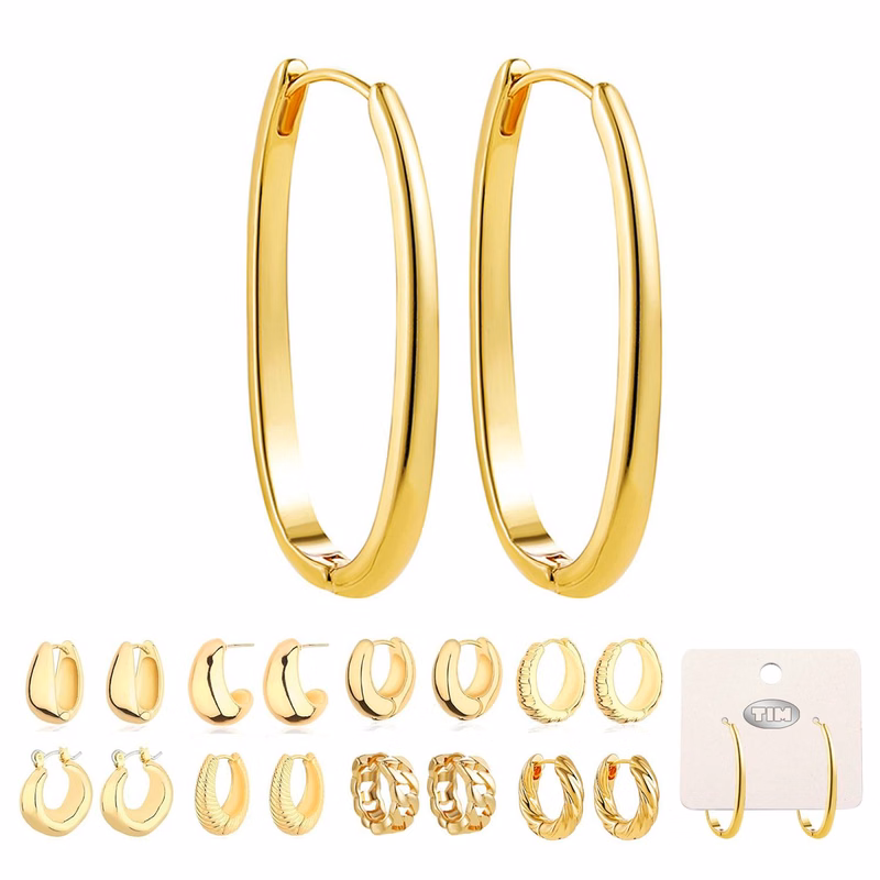 Stainless Steel Gold Hoop Women Earrings