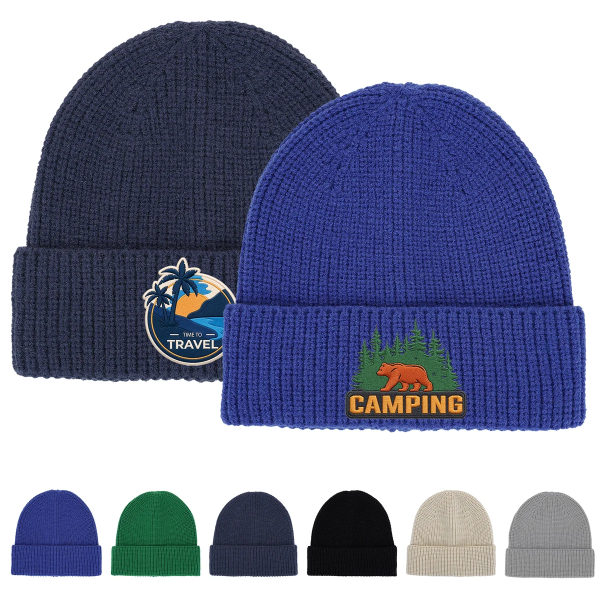 Cuffed Knitted Beanie, custom hat with logo imprint 1