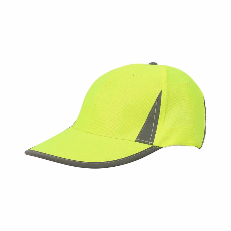 Hi Viz Reflective Tape Safety Baseball Cap with Hook & Loop Strap