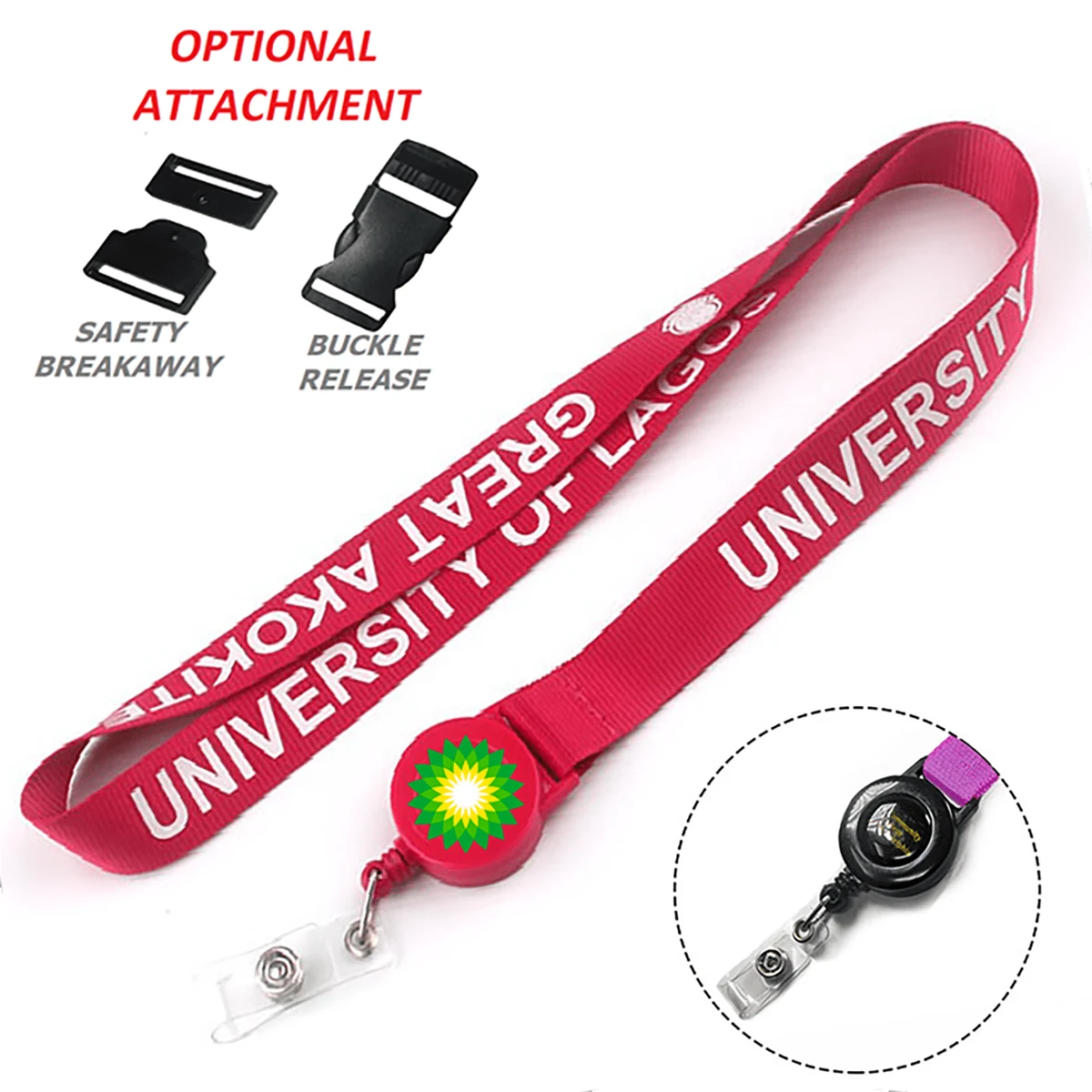 3/4" Polyester Lanyard with Retractable Reel Combo 1