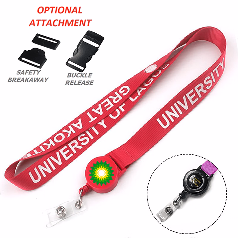 3/4" Polyester Lanyard with Retractable Reel Combo