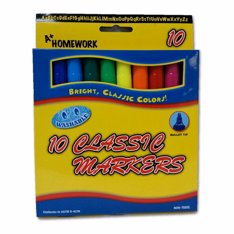 Markers - Washable Assorted Bright Colors 10 Pack