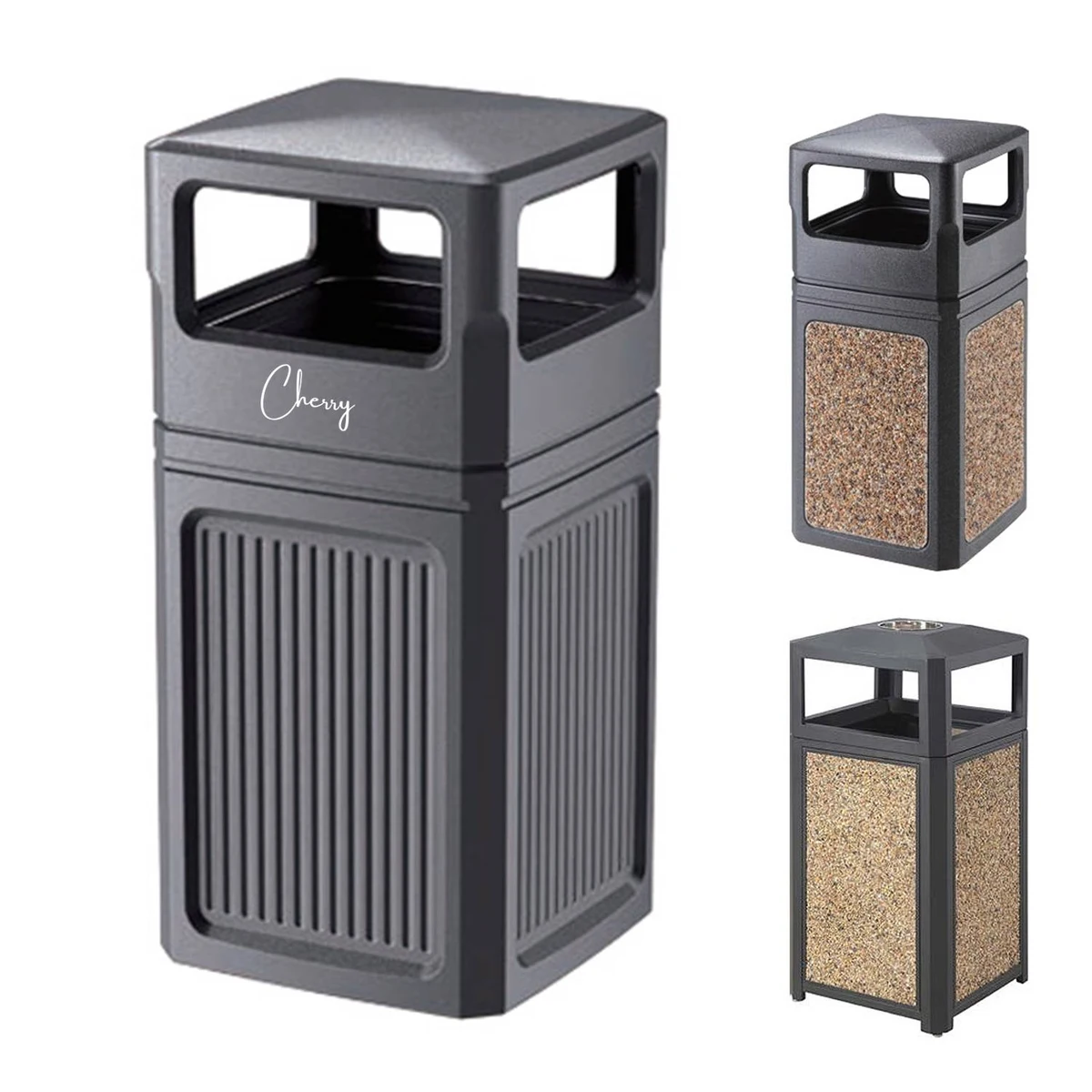 Iron outdoor trash can 1