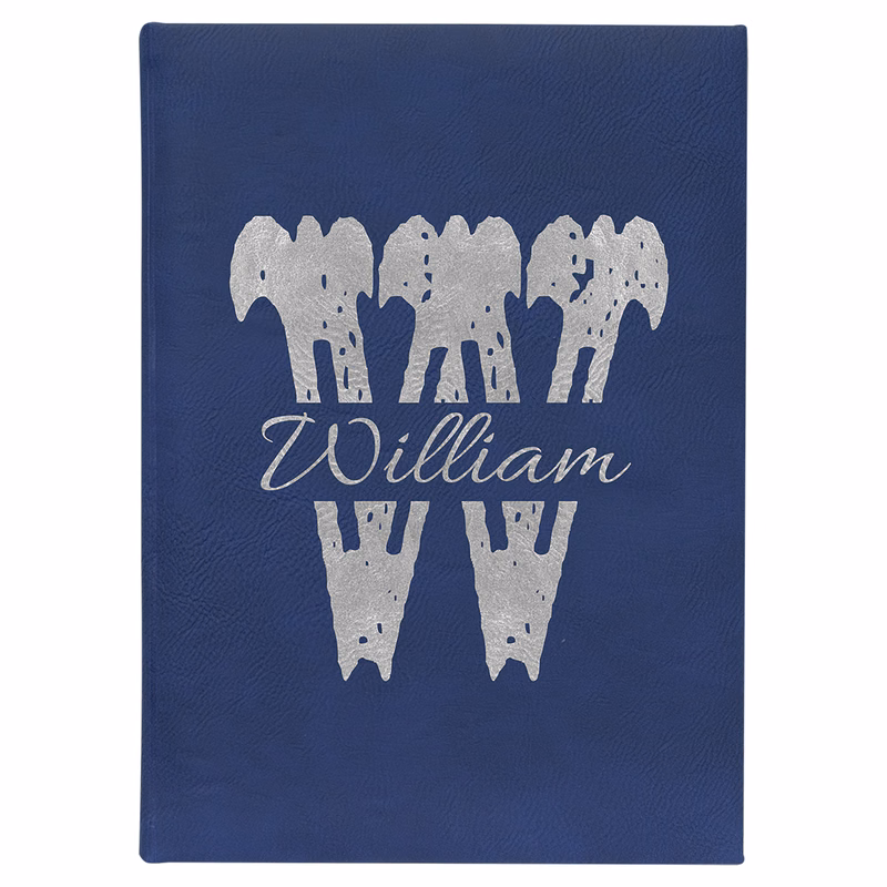 7" x 9 3/4" Blue/Silver Leatherette Journal-Lined Paper