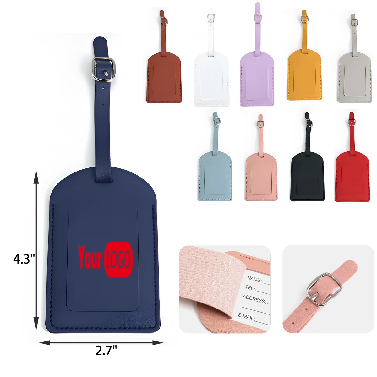 MOQ 50 PCS Visible PU Leather Luggage Name Tag 1
