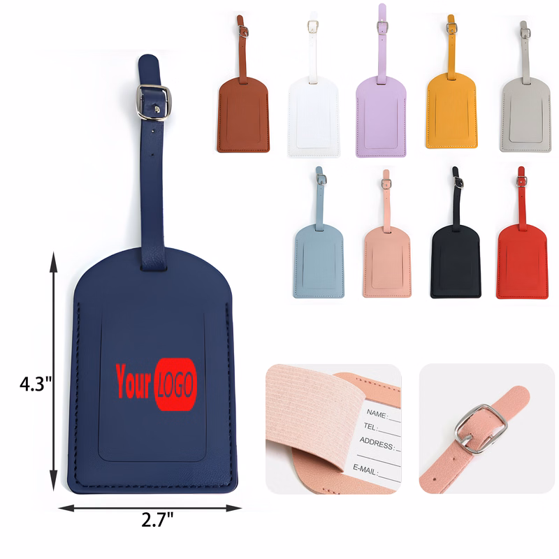 MOQ 50 PCS Visible PU Leather Luggage Name Tag