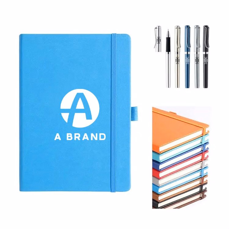 5.6" x 8.2" PU Business Notebook With Pen