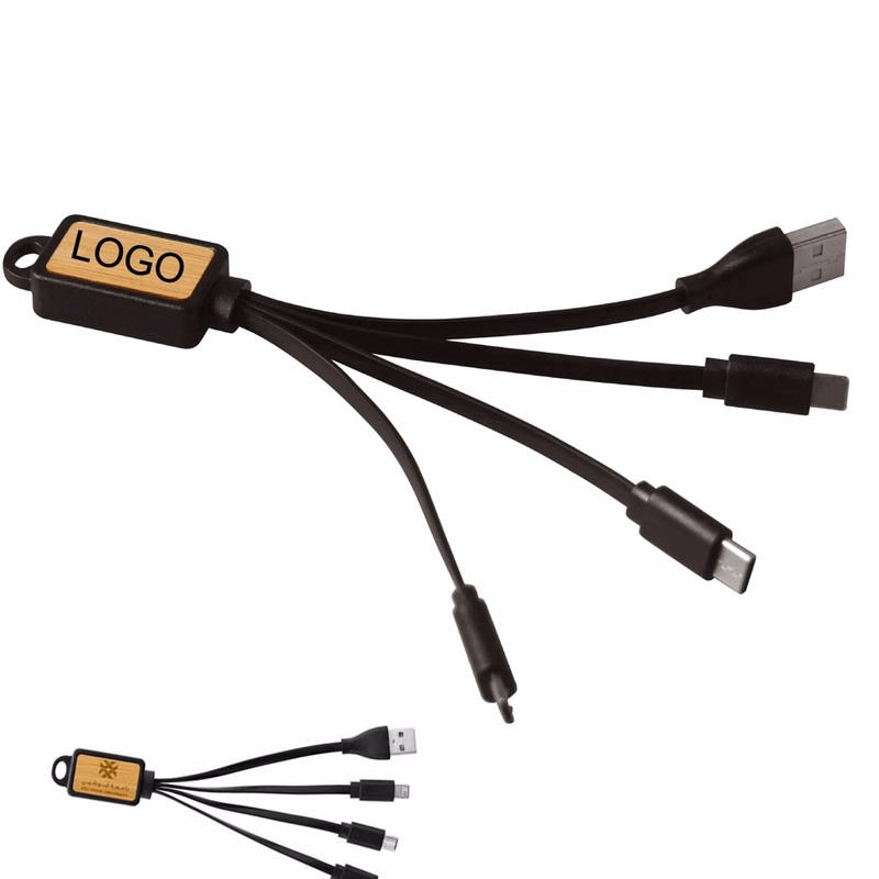 Bamboo Finish 3-in 1 Charging Cable