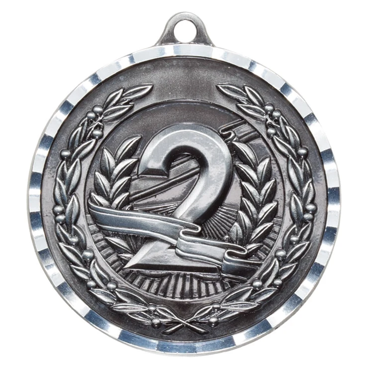 2" Silver 2nd Diamond Cut Medal 1