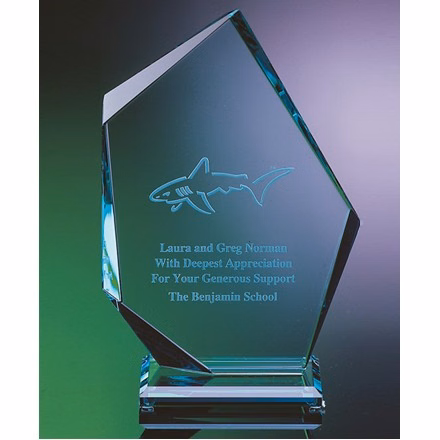 8 1/2" Peak Sculptured Jade Crystal Award