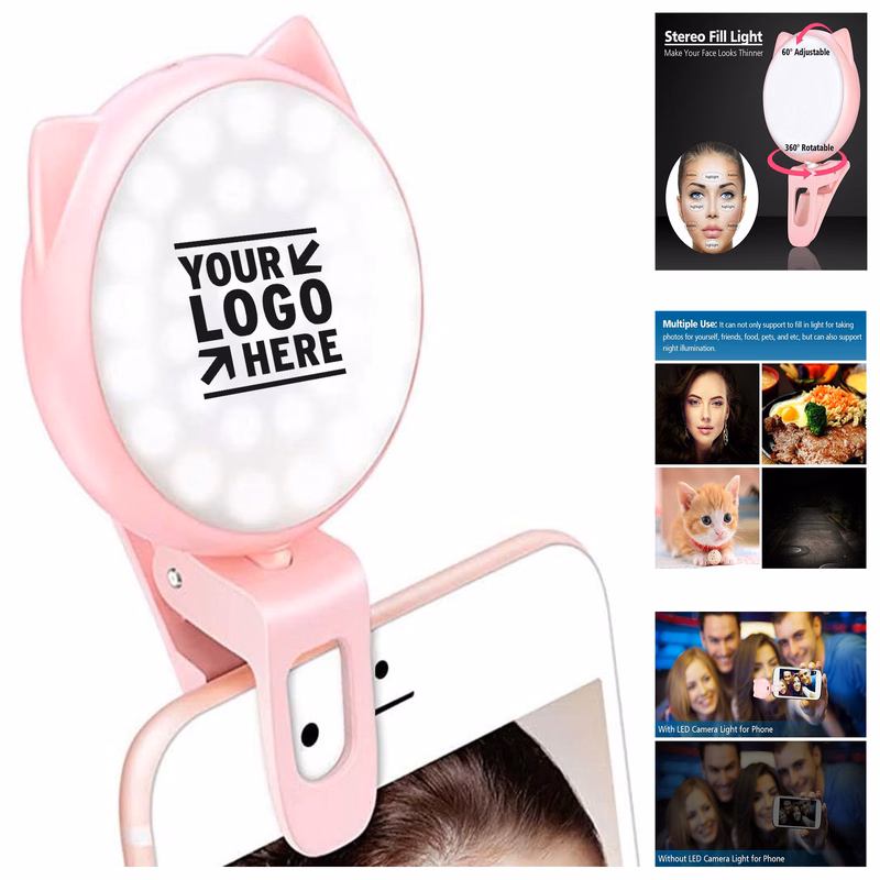 32 LED Mini Rechargeable 9 Level Adjustable Brightness Selfie Clip On Ring Light