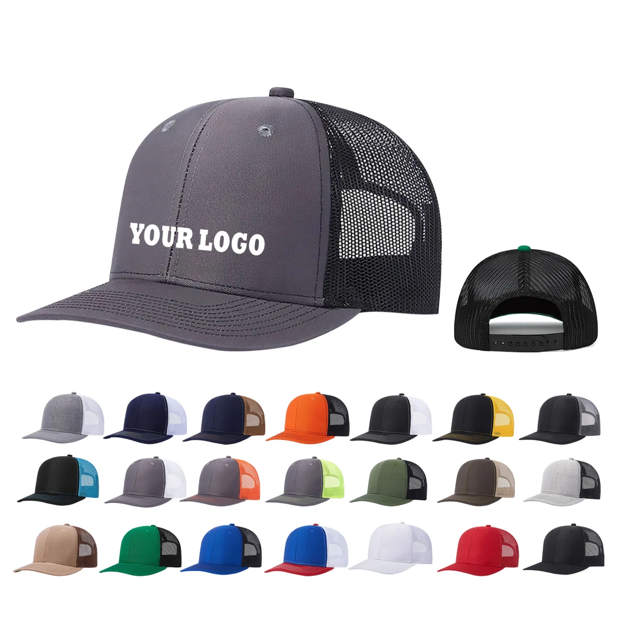 Six Panel Two Tone Mesh Back Trucker Cap 1