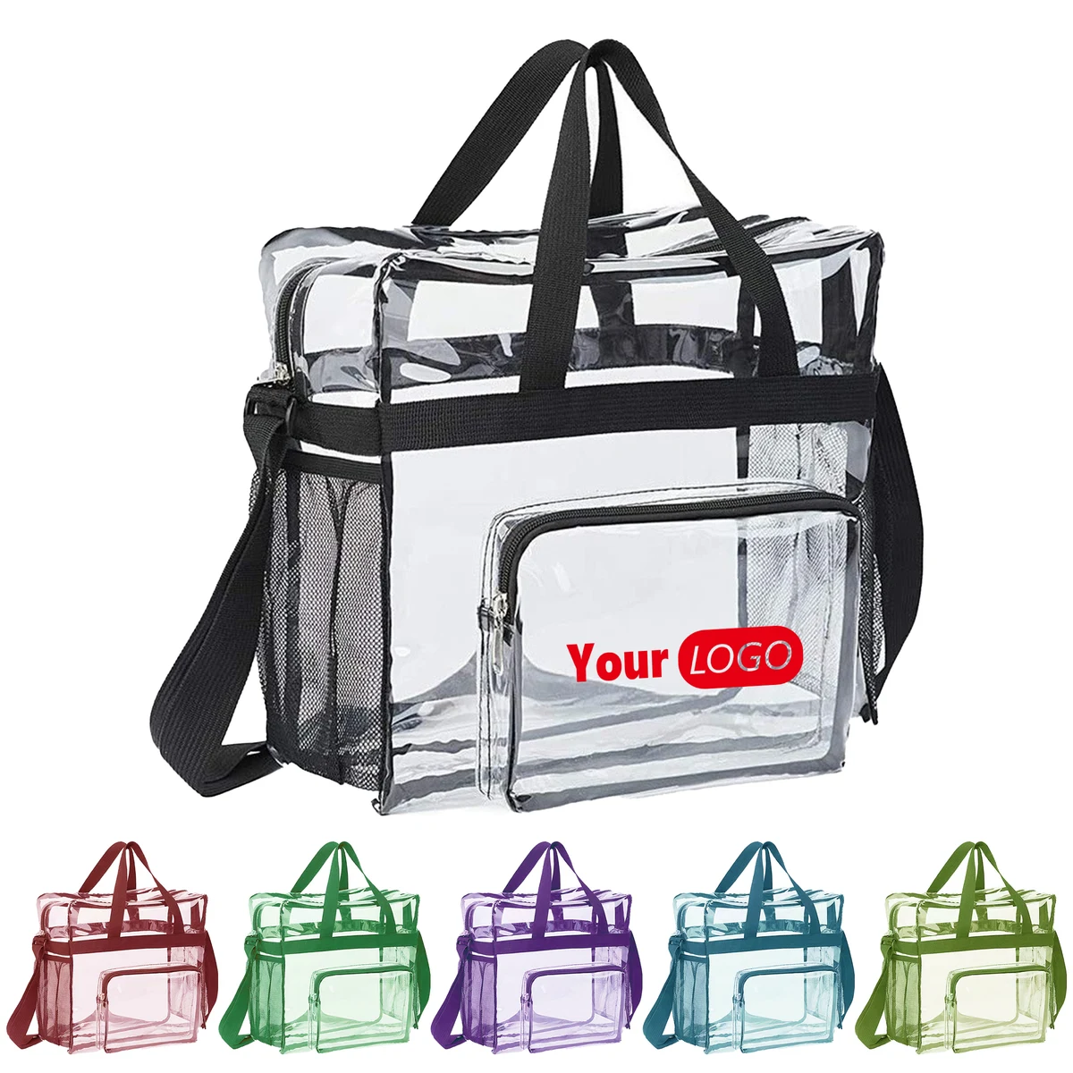 Pvc Transparent Stadium-Approved Tote Bag With Colorful Trim 1