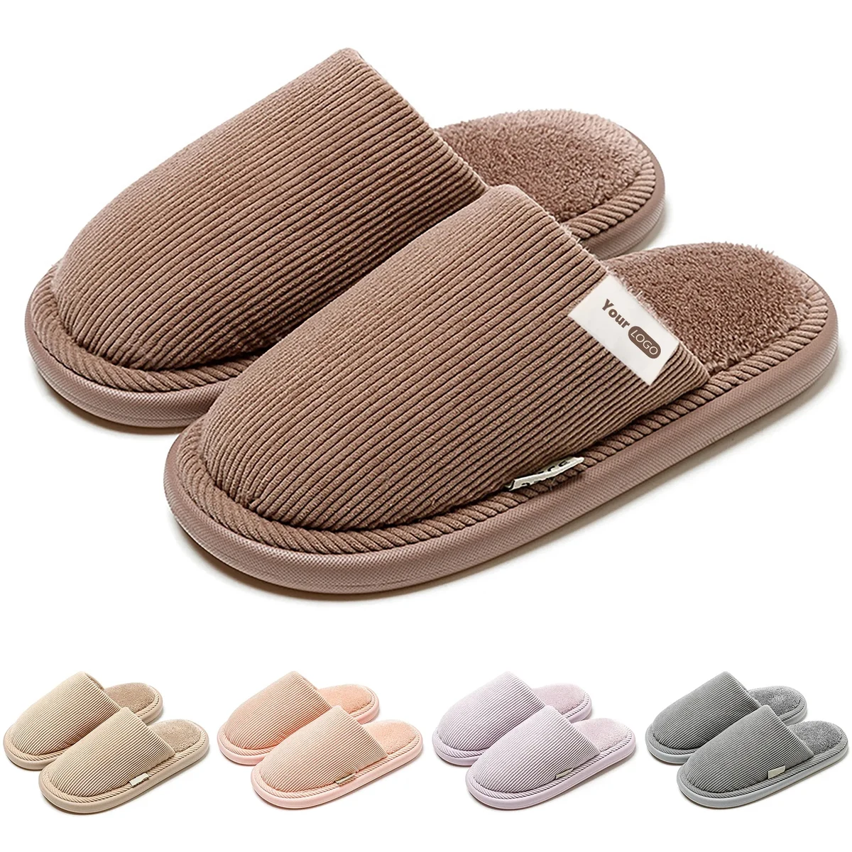 Plush Solid Color With Cotton Slippers 1