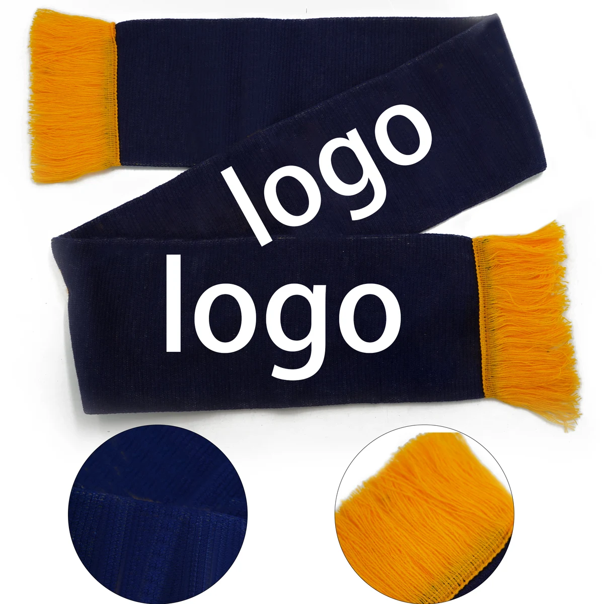 Double-Sided Custom Knitted Soccer Scarf with fringe 1