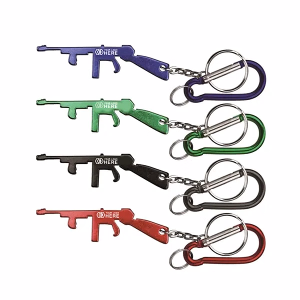 Rifle Shape Bottle Opener Key Chain & Carabiner