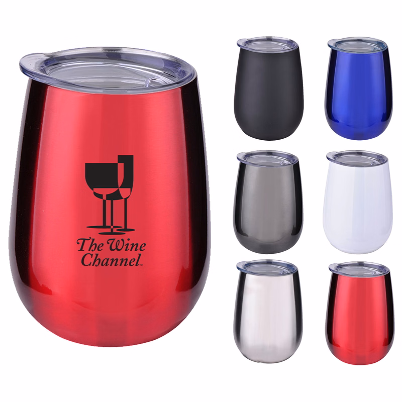 10 oz. Stainless Steel Wine Glass with Lid