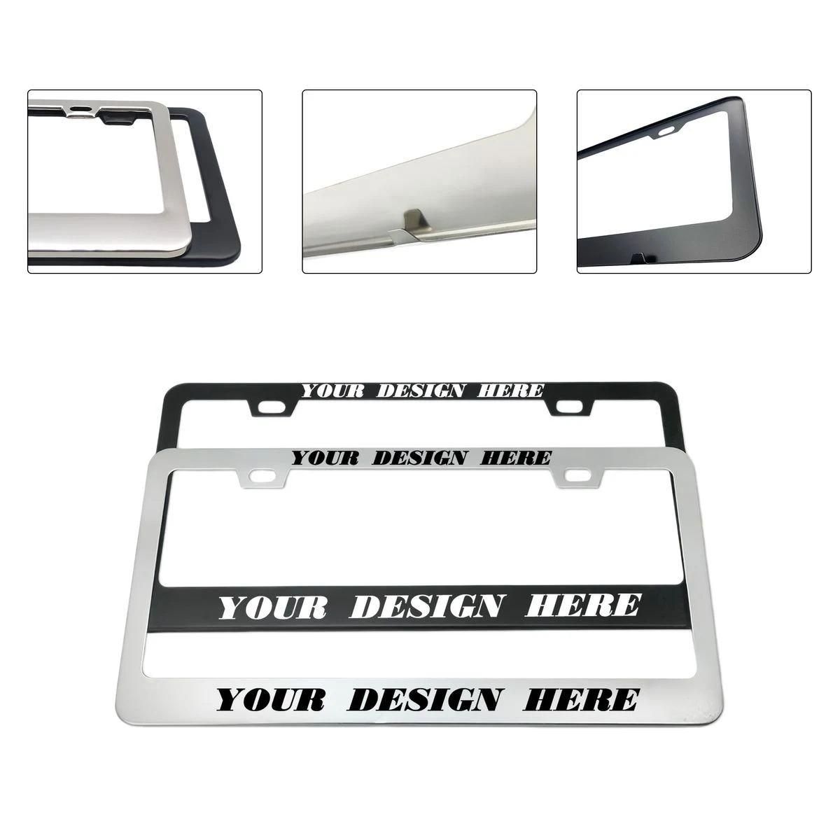 Standard Fit 2 Hole Rustproof Aluminum License Plate Frame 1