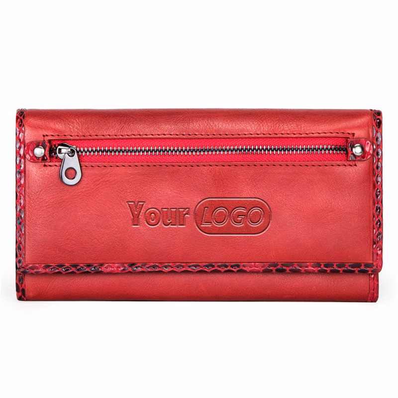 Leather 3 fold Covered crocodile Waterproof Wallet Red