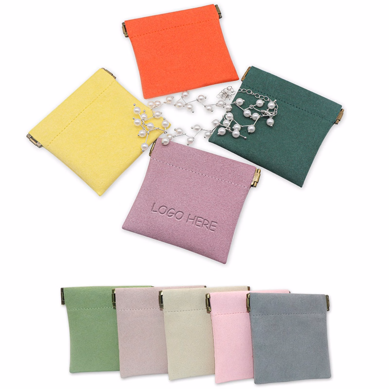 Velvet Jewelry Storage Pouch Popper Closure