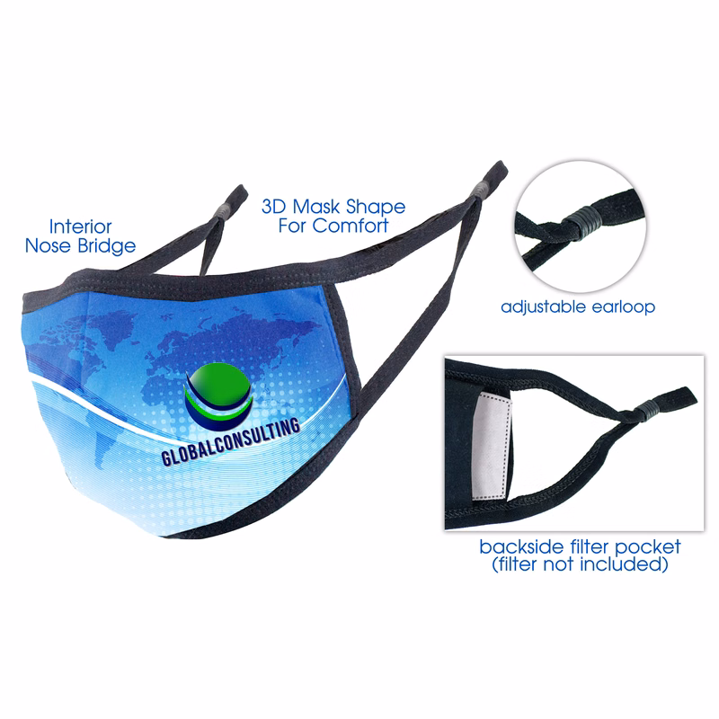 Full Color Sublimation Cotton Face Mask With Filter Pocket