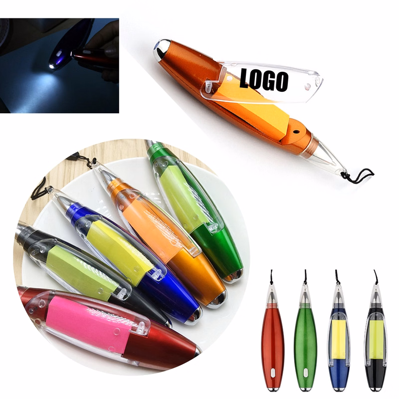 Sticky Notes LED Ballpoint Pen With Lanyard