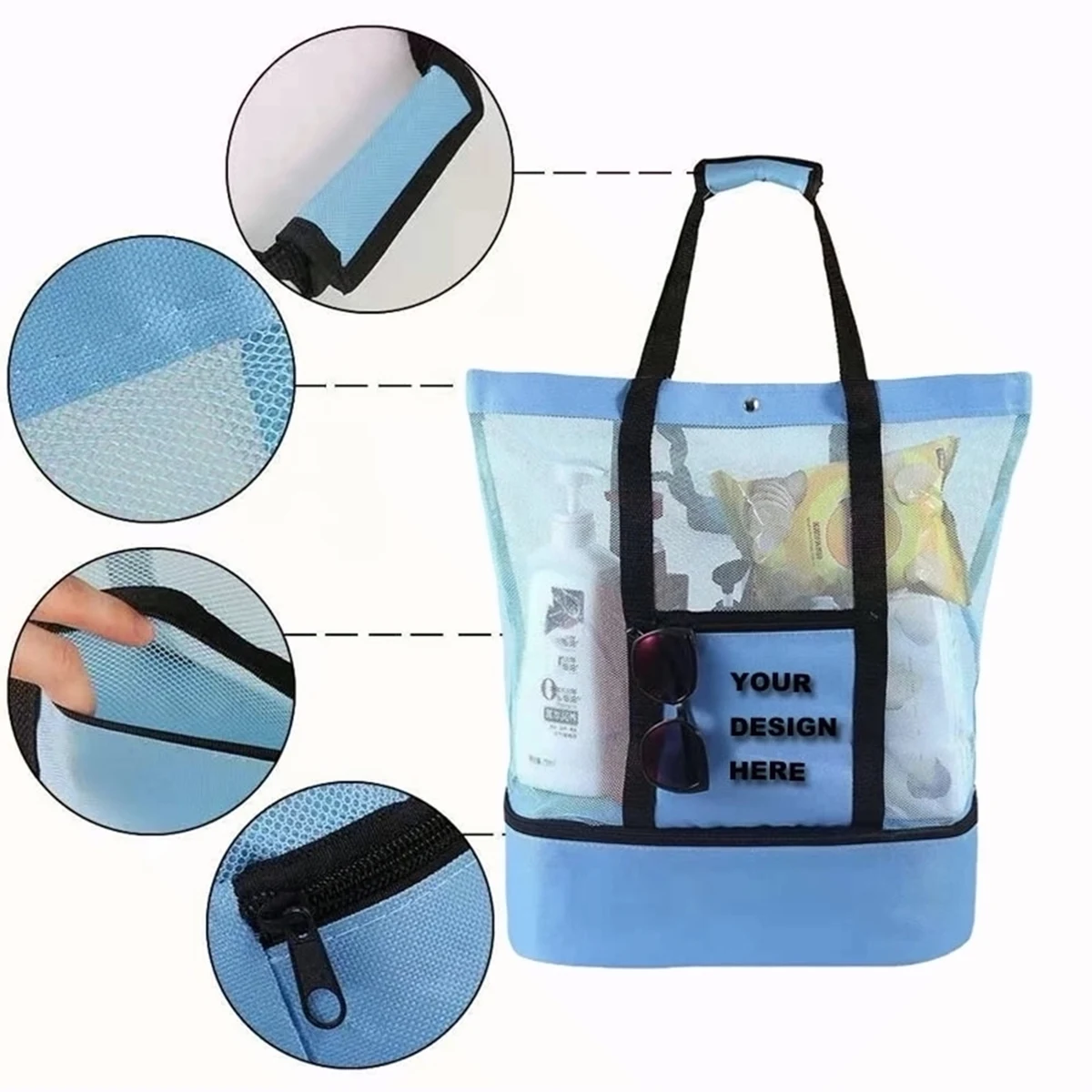 Mesh Beach Bag With Cooler Compartment 1