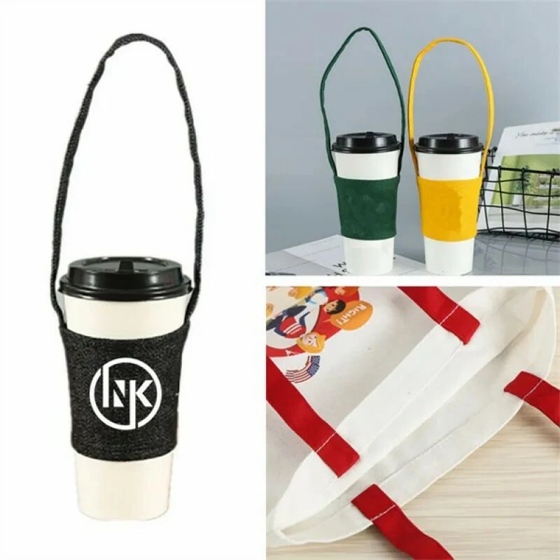Canvas Coffee Cup Sleeve w/Handle 1