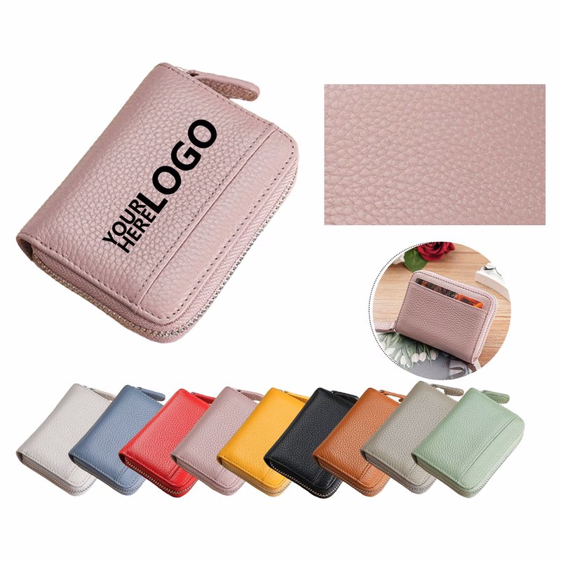Genuine Leather Card Holder with Anti-Demagnetization and Multiple Slots