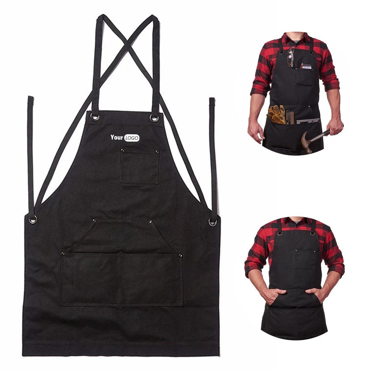 Canvas Sleeveless Multi-Pocket Apron 1