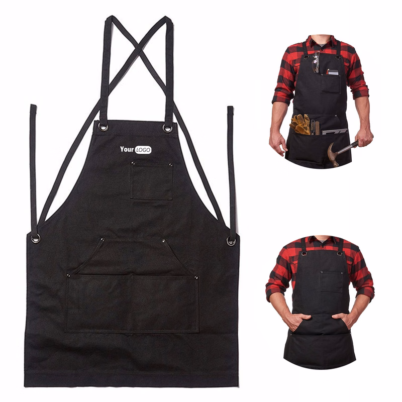 Canvas Sleeveless Multi-Pocket Apron