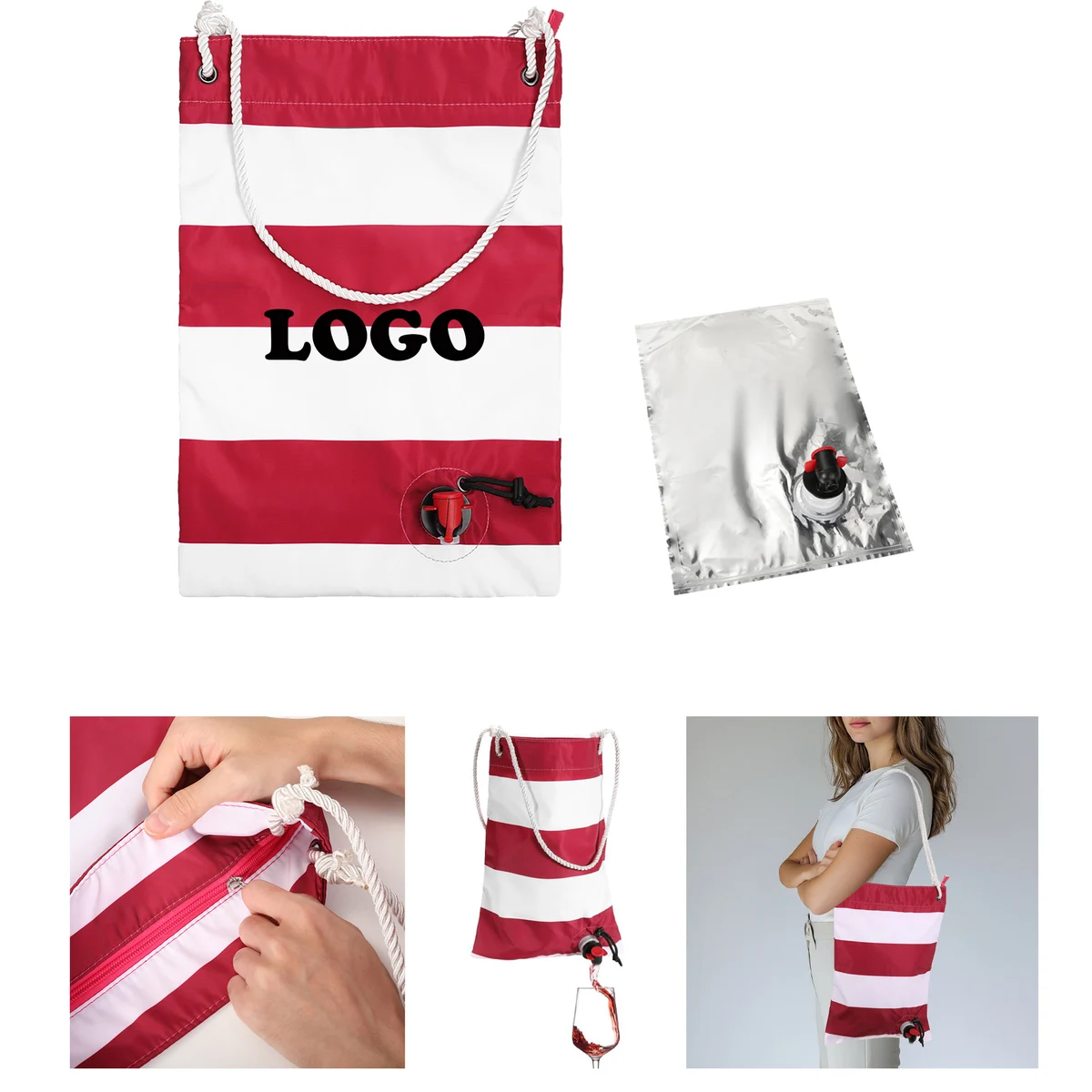 MOQ 10 pcs Custom Wine Tote 1