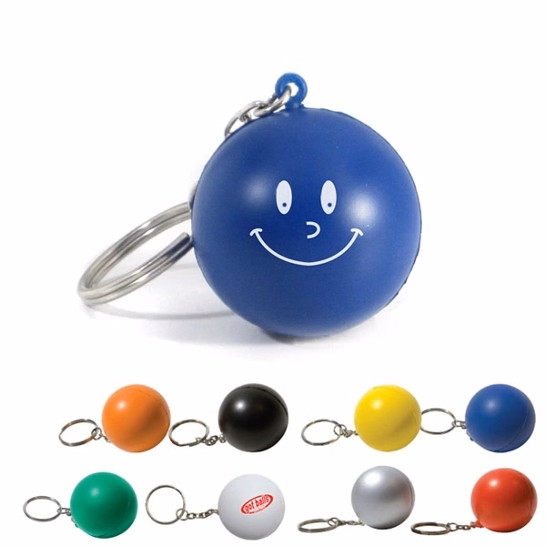 Smiling Round Ball Stress Reliever Keyring