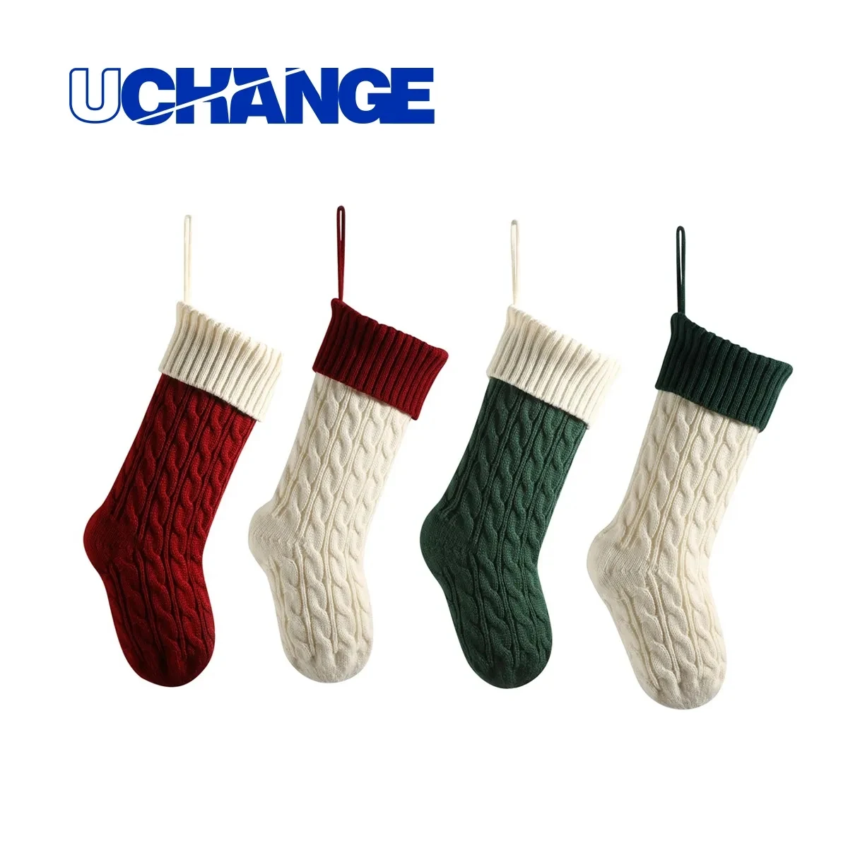 Cable Knit 18 Inch Hanging Christmas Stocking 1