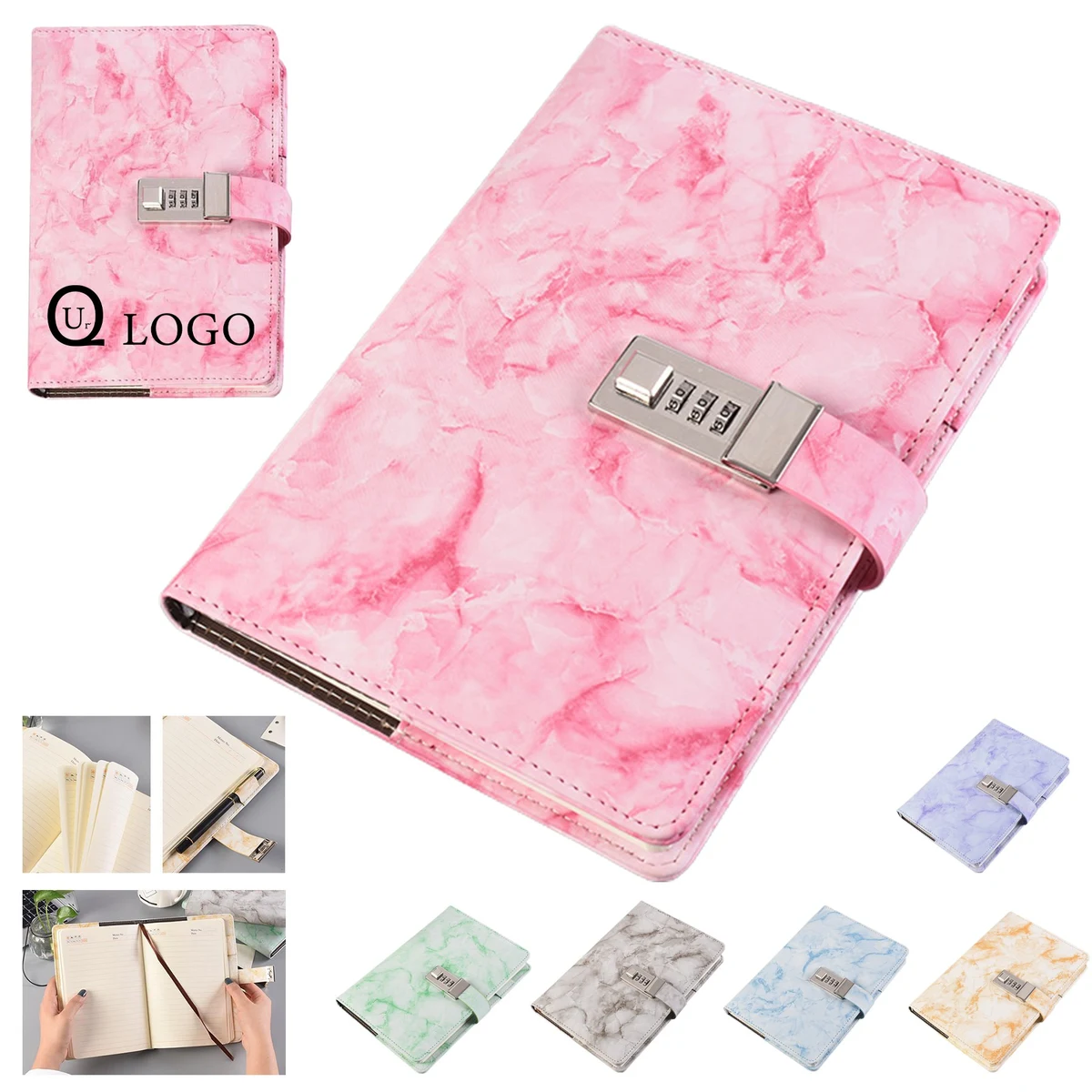 Marble Pu Leather A5 Journal W/ Combination Lock 1