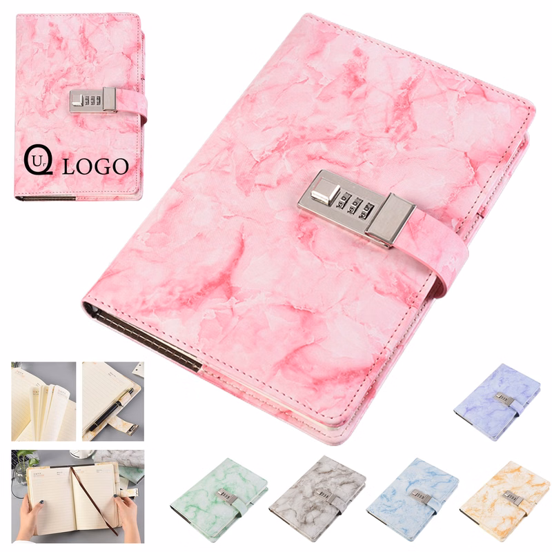 Marble Pu Leather A5 Journal W/ Combination Lock