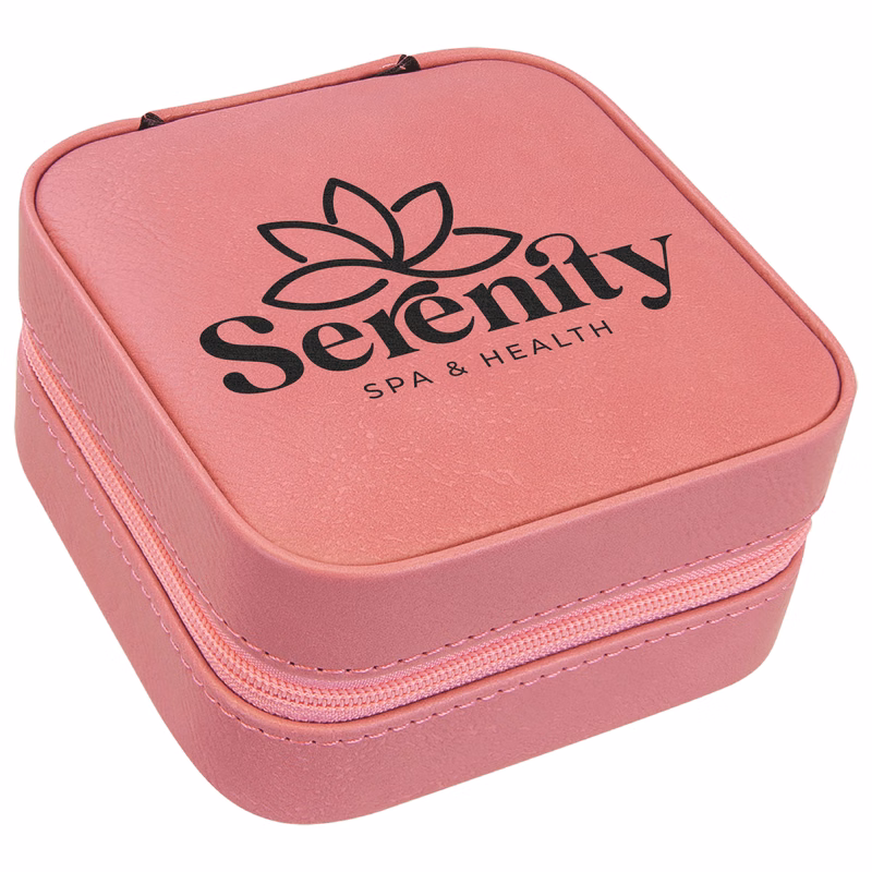 Pink Leatherette Travel Jewelry Box